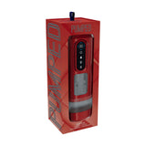 Pumped Sensurge Automatic Heating Suction Masturbator Red packaging displayed in a sleek design.