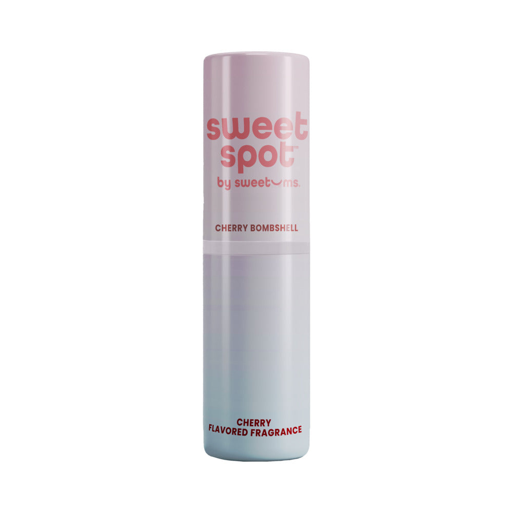 Sweetums Sweet Spot Flavored Fragrance Cherry Bombshell edible solid perfume stick with cherry scent.