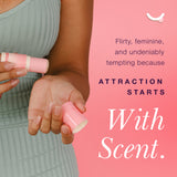 Sweetums Sweet Spot Flavored Fragrance Cherry Bombshell wax stick held in hands, promoting a playful scent experience.