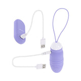 Evolved Energetic Egg Thrusting Vibrating Egg Purple with remote control and USB charging features.