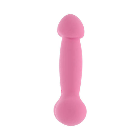 Selopa A Bit Nutty Floppy Phallic Mini Vibrator Pink showcasing its textured design and compact size.