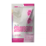 Glyde Ultrathin Latex Condom Strawberry Flavored 12 Count packaging featuring strawberries and product details.