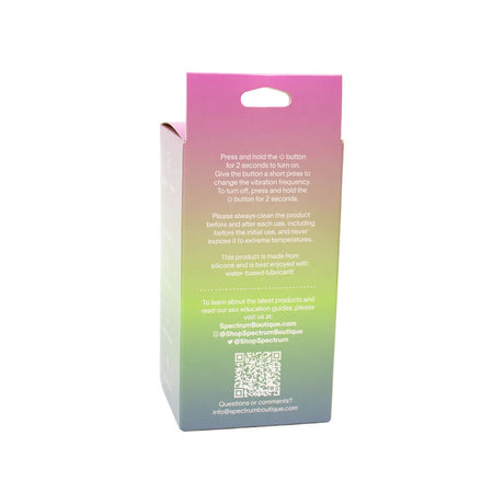 Spectrum Essentials Compact External Vibrator Black packaging with usage instructions and QR code on the back.