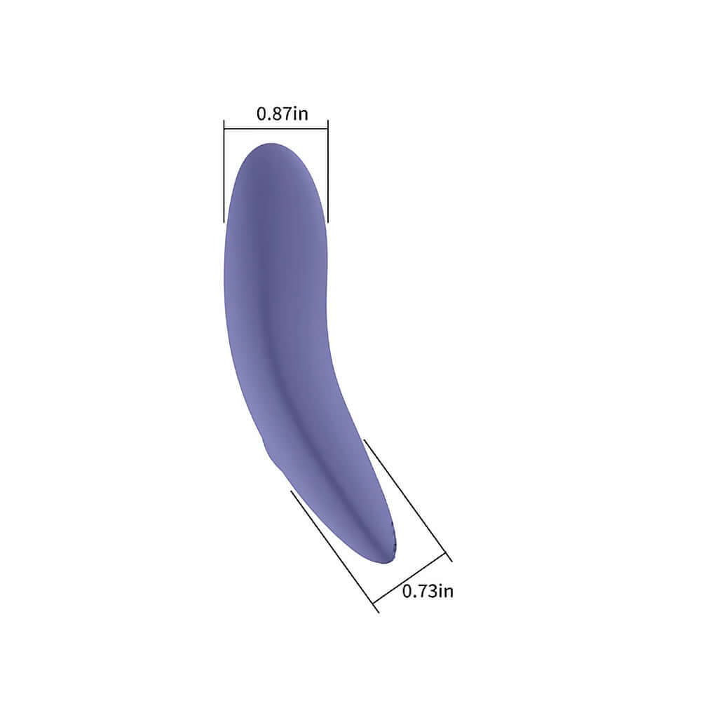 Spectrum Essentials Compact External Vibrator Purple dimensions showing its ergonomic contour and size.