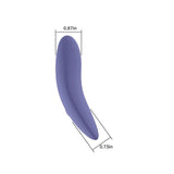 Spectrum Essentials Compact External Vibrator Purple dimensions showing its ergonomic contour and size.
