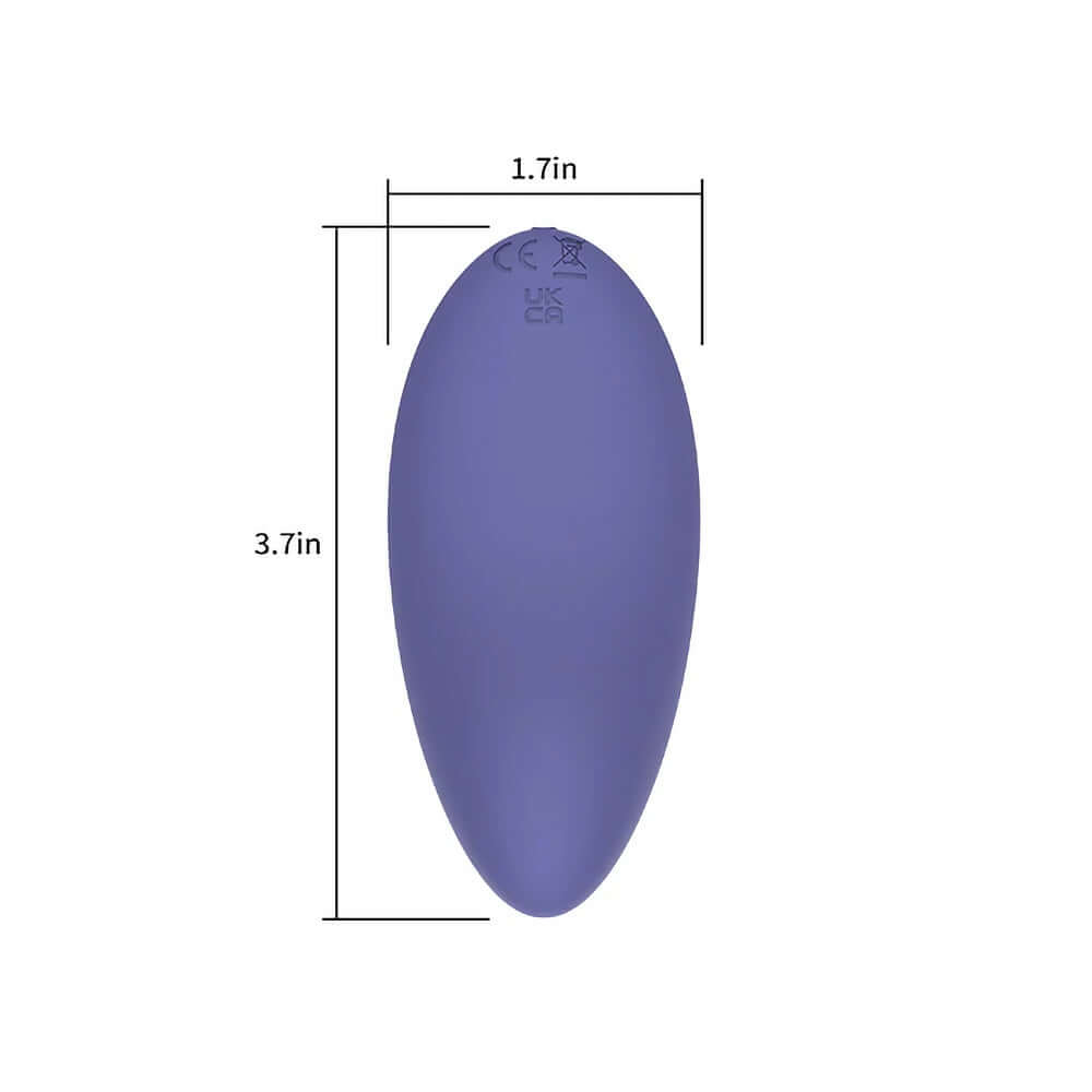 Spectrum Essentials Compact External Vibrator Purple dimensions showing 3.7in length and 1.7in width.