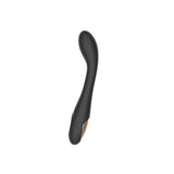 Spectrum Essentials Silicone G-spot Vibrator Black showcasing its sleek and curved design for targeted stimulation.