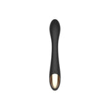 Spectrum Essentials Silicone G-spot Vibrator Black with a sleek design and angled shape for targeted stimulation.