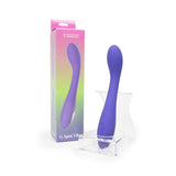 Spectrum Essentials Silicone G-spot Vibrator Purple with packaging in display stand
