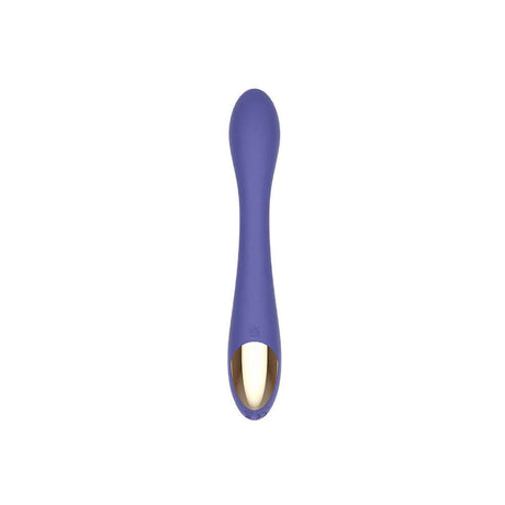 Spectrum Essentials Silicone G-spot Vibrator Purple showcasing its sleek design and curved shape for optimal stimulation.