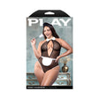 Fantasy Lingerie Handsy Housekeeper Maid Costume XL/2XL displayed on model in sheer polka dot mesh.