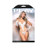 Fantasy Lingerie Purely Promiscuous Angel Costume M/L four-piece ensemble with cut-out teddy and accessories.