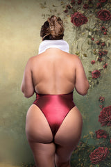 Fantasy Lingerie Play Vamped Vampire Teddy Costume XL/2XL shown from the back with shimmering textures and a seductive neckline.