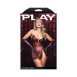 Fantasy Lingerie Hollywood Scarlet Costume Set L/XL featured in a dramatic two-piece ensemble with foiled mesh and gloves.