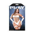 Fantasy Lingerie Midnight Purr 5-Piece Cat Costume XL/2XL on display featuring a sheer illusion teddy design.