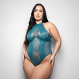 Fantasy Lingerie Kasmira Monowire Teddy 3XL/4XL featuring sheer paneling and lace design.