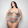 Fantasy Lingerie Elusive Mila Bra Cincher Set XL/2XL on a model showcasing its romantic and confident design.