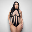 Fantasy Lingerie Verena High Neck Stripe Teddy XL 2XL