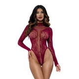 Dreamgirl Honey Long Sleeve Teddy Burgundy OS