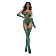 Dreamgirl Chevron Gartered Teddy With Gloves Emerald showcasing a bold chevron design in a rich emerald color.