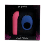 Je Joue Couple's Collection Vibrator Gift Set featuring a pink G-spot bullet and a blue vibrating ring in elegant packaging.