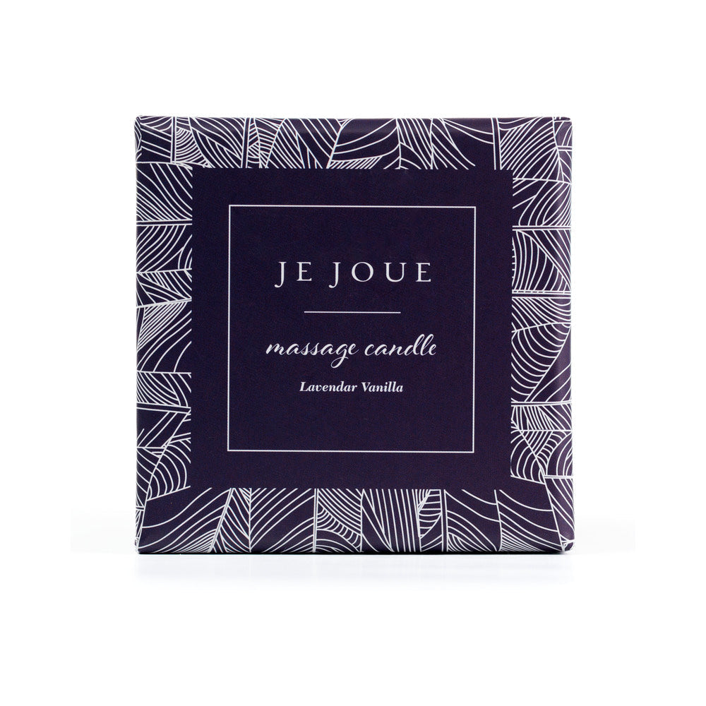 Je Joue Purple Vanilla Massage Candle 160g packaging with Lavendar Vanilla design.