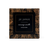 Je Joue Luxury Leather Massage Candle 160g beautifully packaged with elegant design and rich leather scent.