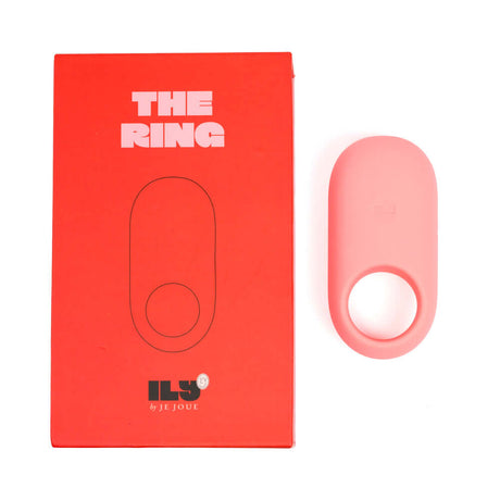 Ily By Je Joue Silicone Cock Ring Pink next to its attractive packaging.