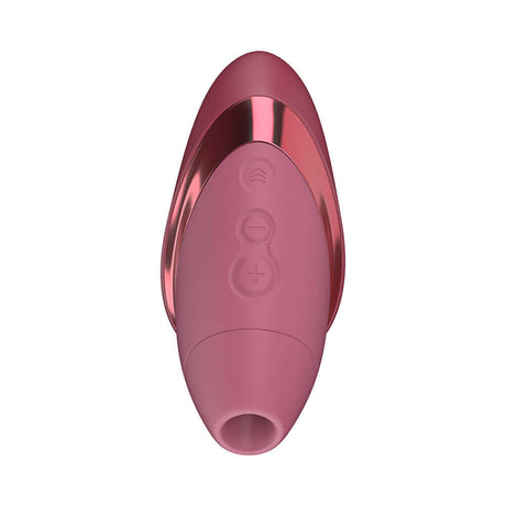 Womanizer Next Liberty Air Clitoral Massager Bordeaux in a sleek design with control buttons for easy use.