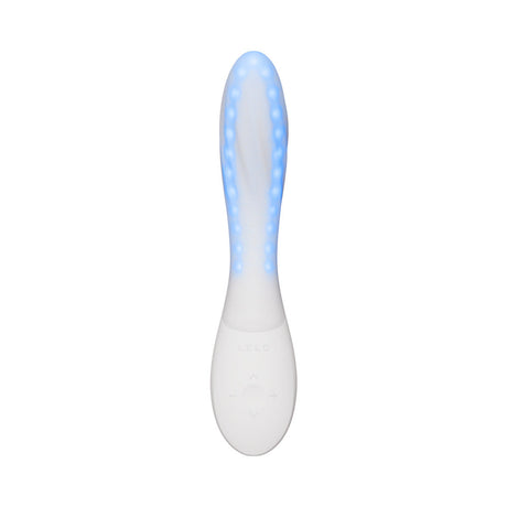 Lelo Mona Spectra Massager Light Pink featuring LED lights for G-spot stimulation.