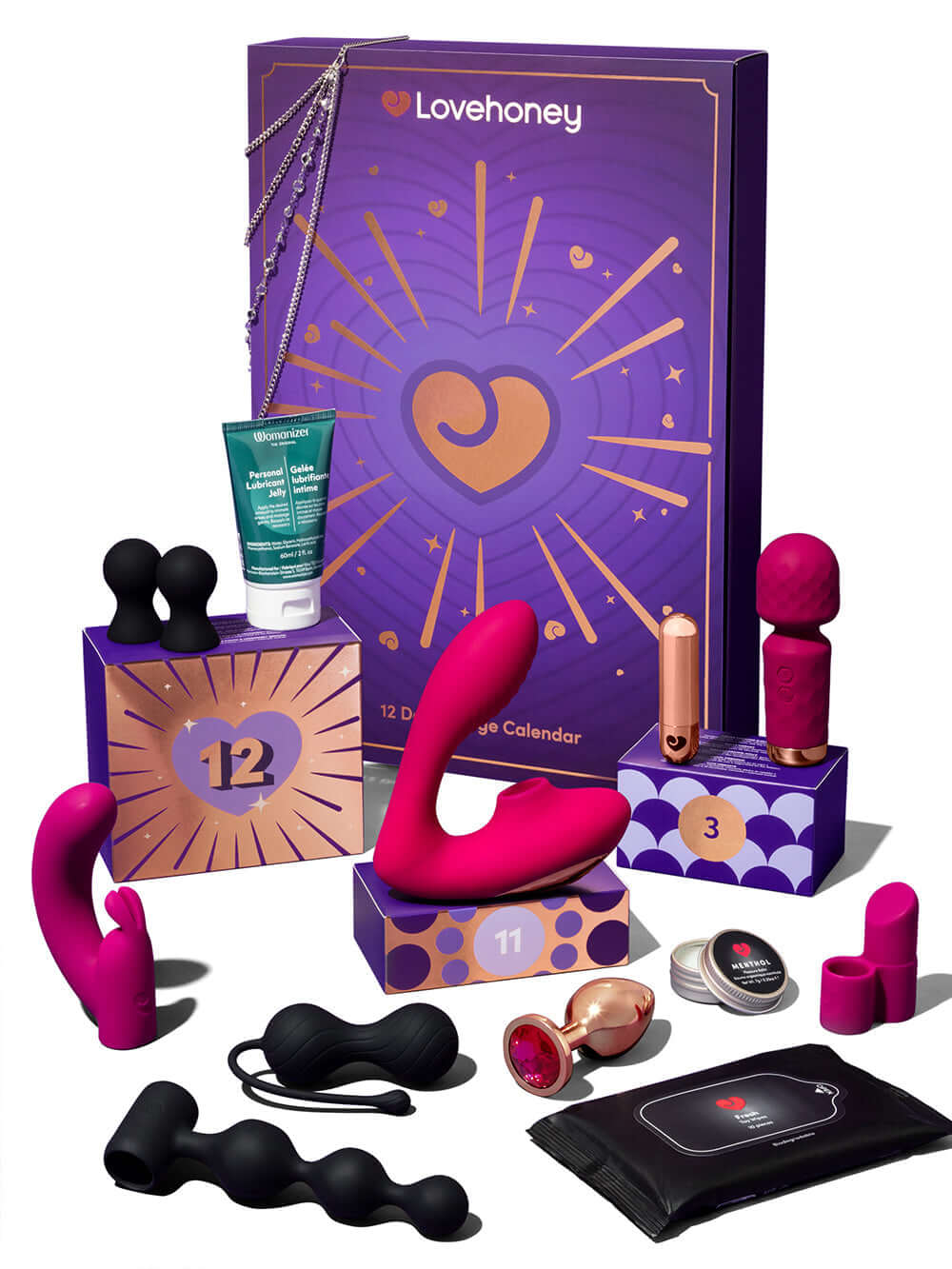 Lovehoney Indulge Advent Calendar 2026 (12 Day) featuring vibrators, lubricants, and playful surprises for couples.