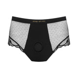 Strap-on-me Divine Lingerie Harness M Black showcasing a high-waisted shorty cut with elegant design and discreet functionality.