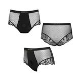Strap-on-me Divine Lingerie Harness M Black showing a set of stylish black sheer lingerie with a strap-on feature.