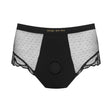 Strap-on-me Harness Lingerie Divine L Black featuring a stylish high-waisted shorty cut with a functional harness design.