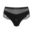 Strap-on-me Harness Lingerie Sublime L Black featuring sheer layers and delicate lace, high-waisted thong cut.