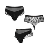 Strap-on-me Harness Lingerie Sublime L Black featuring delicate lace and high-waisted thong design in black.