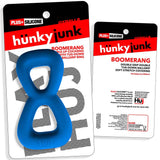 Oxballs Hunkyjunk Boomerang Double Cockring & Nut-tugger Teal Fizz packaging with blue double cockring design.