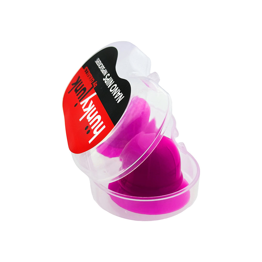 Oxballs Hunkyjunk Nano Nips Nipple-nubs Pink Silicone packaging showcasing nipple-nubs in bright pink color.