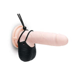 Prowler Red Vibrating Ball Bag securely holding and stimulating a body-safe silicone toy.