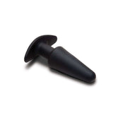 Prowler Red Tapered Rechargeable Plug With Remote shown in sleek black silicone design.