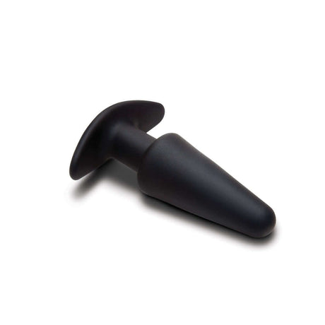 Prowler Red Tapered Rechargeable Plug With Remote shown in sleek black silicone design.
