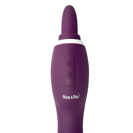 Adam & Eve The Femmina Licking Pump close up, featuring control settings and smooth texture for customizable pleasure.