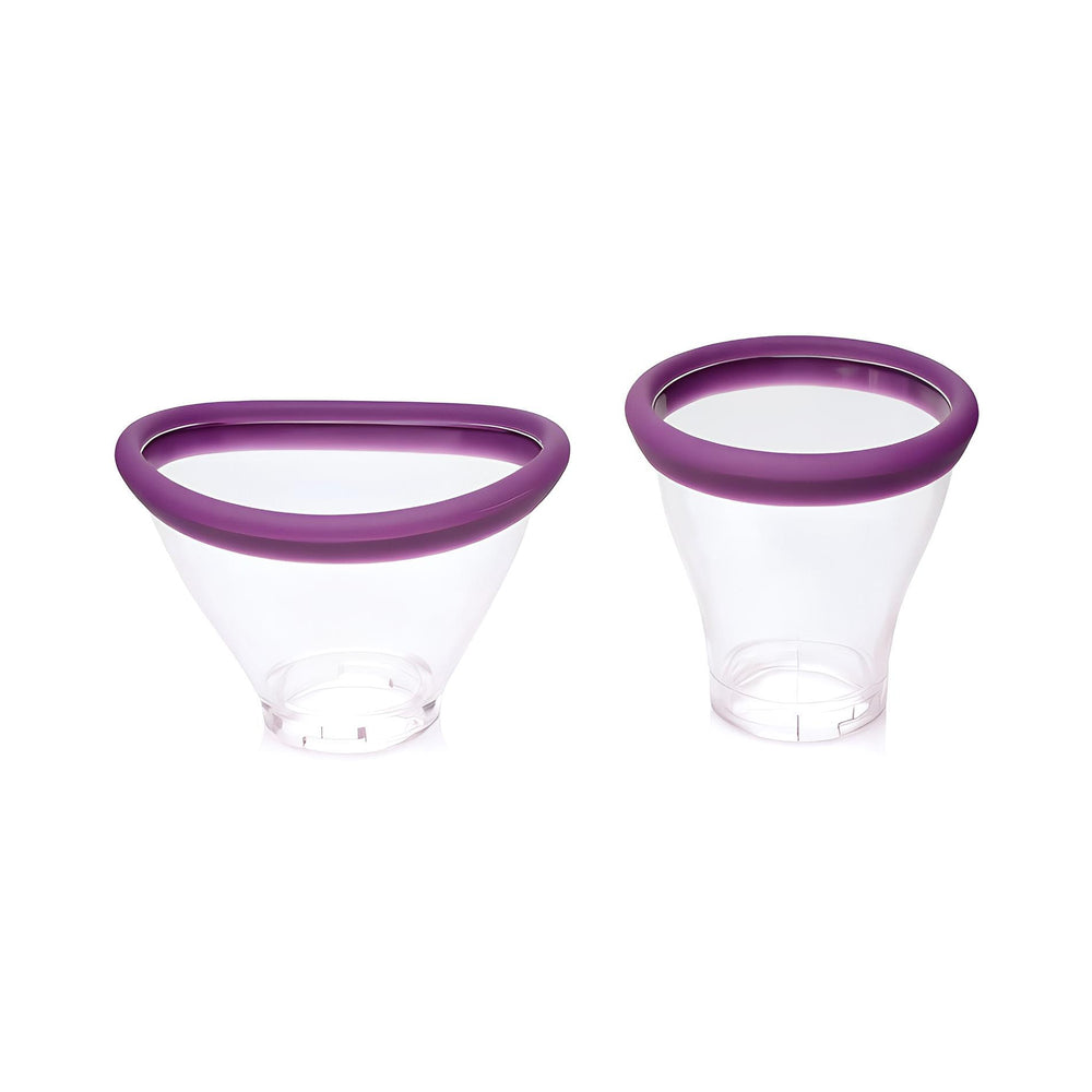 Adam & Eve The Femmina Licking Pump clear cups with purple edges for customizable pleasure.