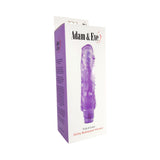 Adam & Eve Full Of Love Vibrator Purple packaging showcasing the girthy multispeed vibrator.