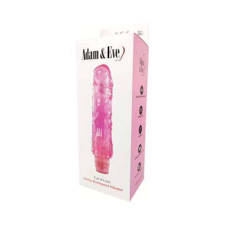 Adam & Eve Full Of Love Vibrator Pink packaging featuring textured design and adjustable power options.