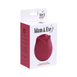 Packaging of Adam & Eve Eve's Blooms Of Bliss Vibrating & Sucking Rose pleasure toy in red box.