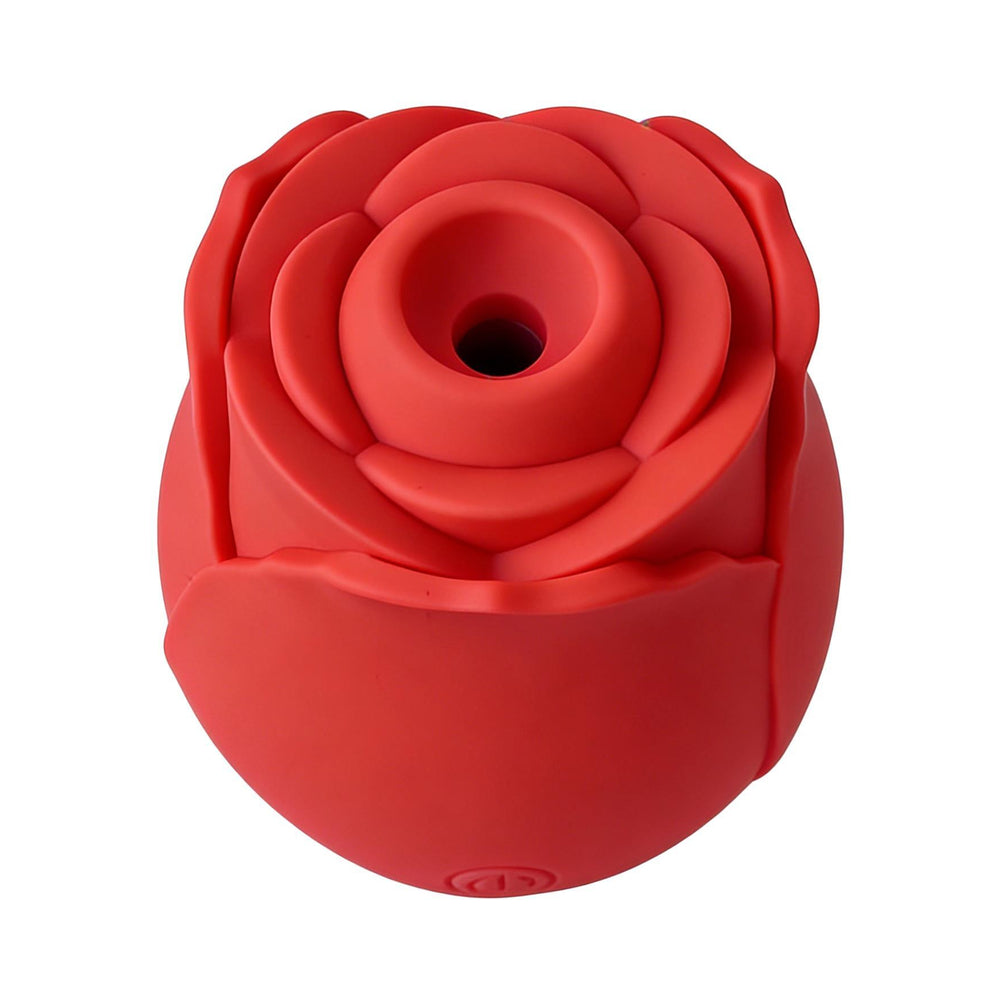 Adam & Eve Eve's Blooms Of Bliss Vibrating & Sucking Rose in vibrant red silicone design.