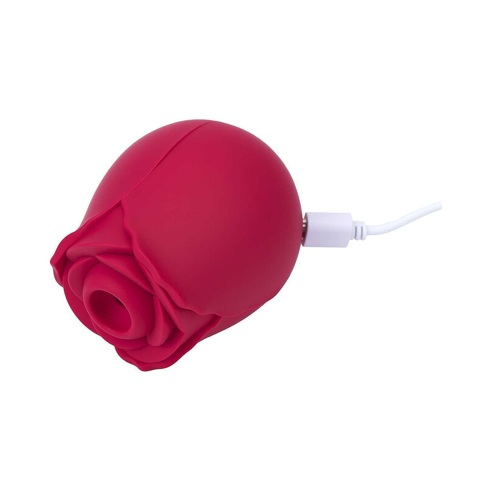 Adam & Eve Eve's Blooms Of Bliss Vibrating & Sucking Rose with USB charging connection.