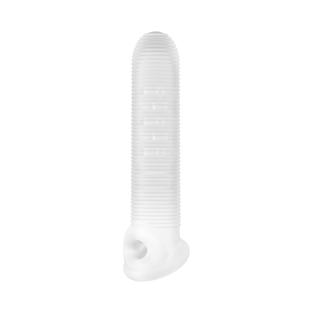 Performance Plus Stoic Silicone Penis Sheath Large, clear silicone sleeve for girth enhancement and textured sensations.