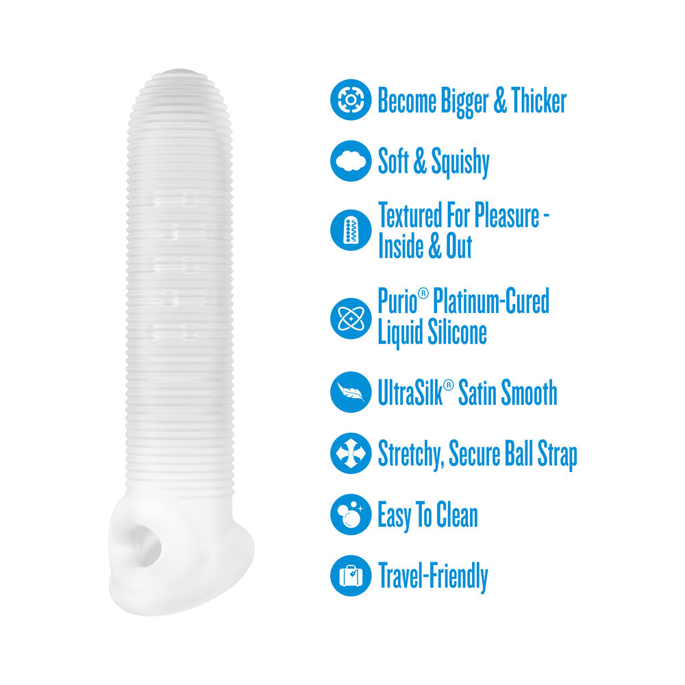 Performance Plus Stoic Silicone Penis Sheath Large features textured design and secure ball strap for enhanced pleasure.